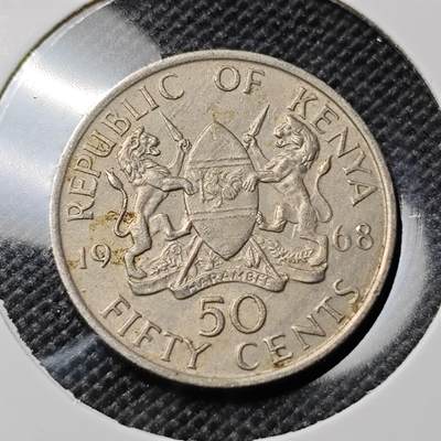 KK钱币收藏小铺  第417期 2月预留时间 周末发货 1968肯尼亚50分 早期头像无字版