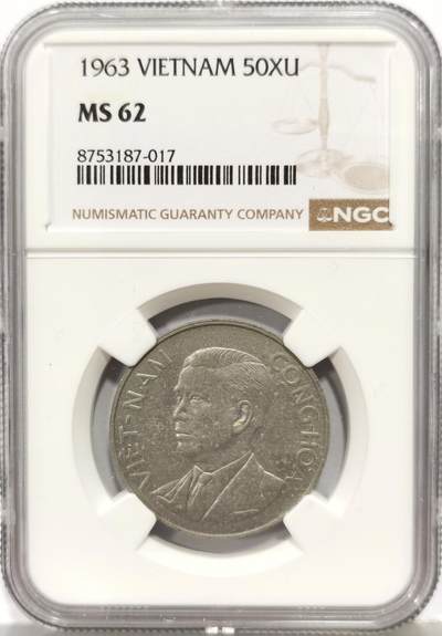 博洋堂世界钱币拍卖第167期（全场包邮） - NGC MS62 越南1963年吴庭艳50分竹子币，光度非常好，铝币保存不易。