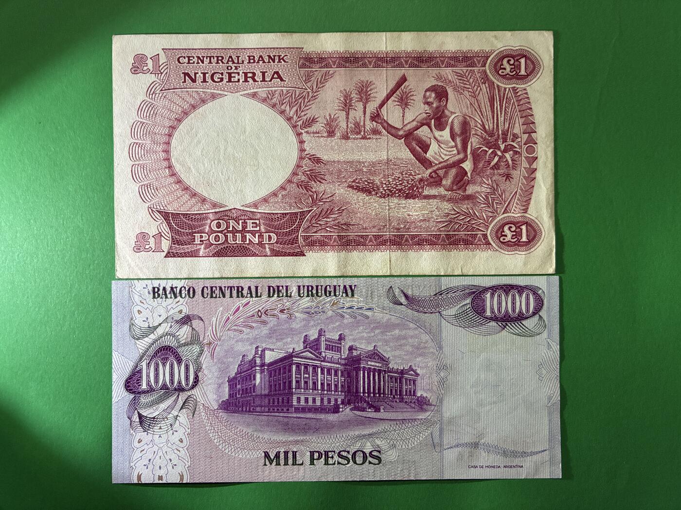 咖啡豆•收藏 2026年Apr_7th世界各国纸币拍卖 4枚 尼日利亚/乌拉圭/伊朗/巴林 美品F-UNC 外国纸币