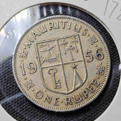 KK钱币收藏小铺  第417期 2月预留时间 周末发货 1956英属毛里求斯1卢比