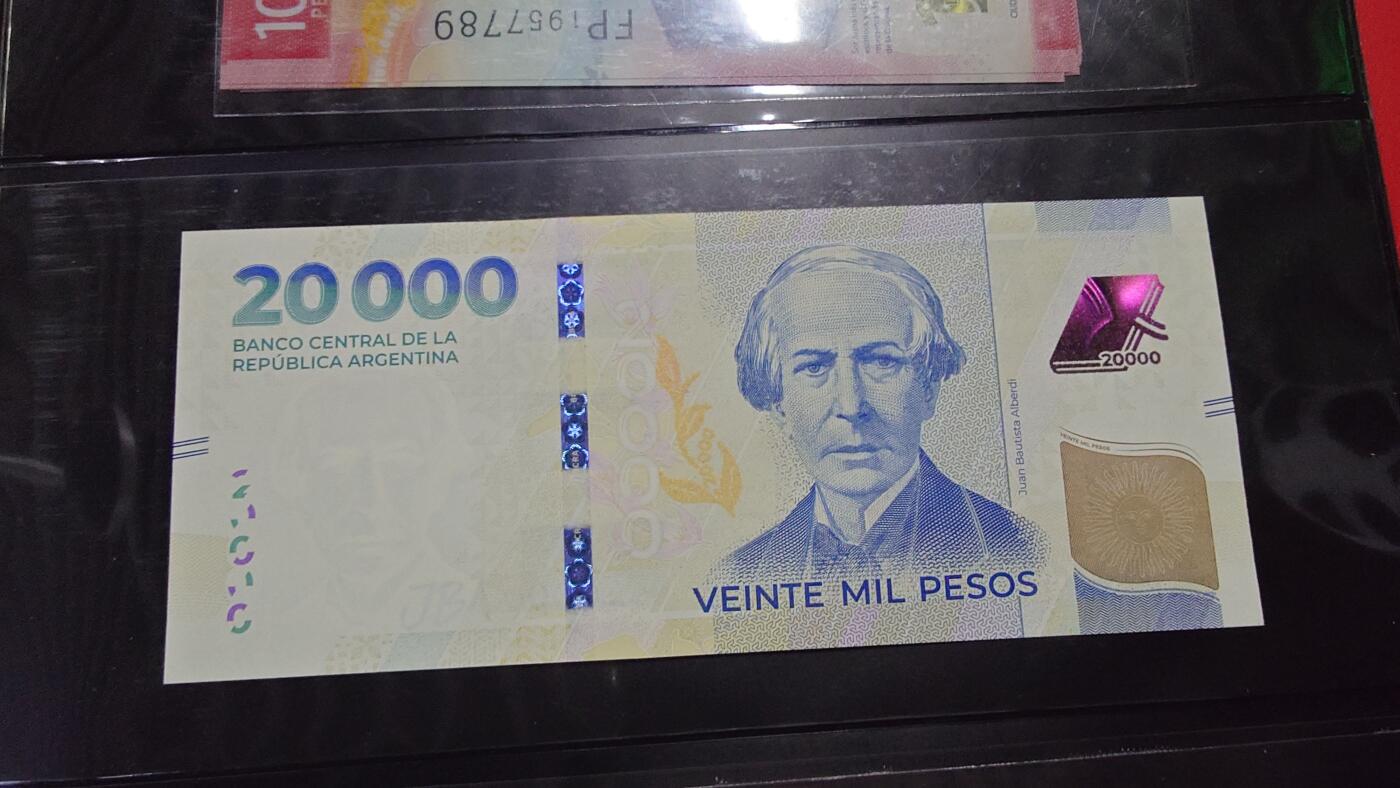 世界钱币～微拍第243期暨2026年第24期  老库存每款各1-2张清仓低价起拍 阿根廷20000比索 全新绝品无47尾号690