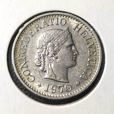 KK钱币收藏小铺  第417期 2月预留时间 周末发货 1970瑞士10分 