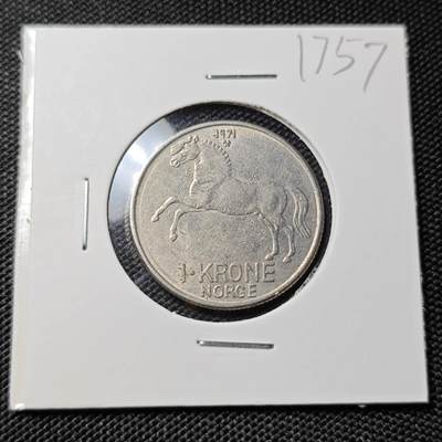 KK钱币收藏小铺  第417期 2月预留时间 周末发货 1971挪威1欧尔 动物版