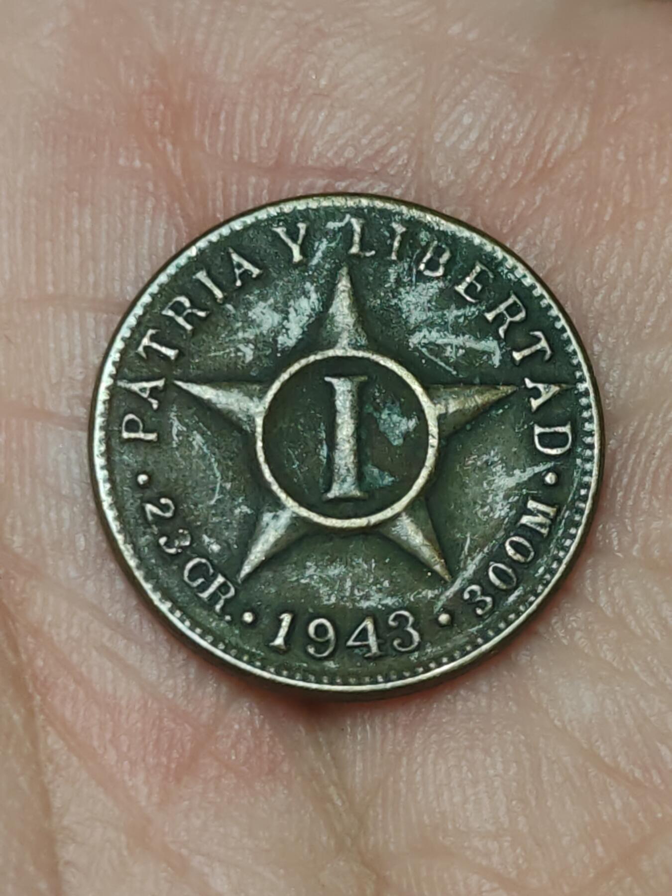 2026年第三十九场(总第二百零八场）外国好品散币场(免佣金) 少见–古巴🇨🇺1943单年份1分(1915–1958年第二版，黄铜材质)