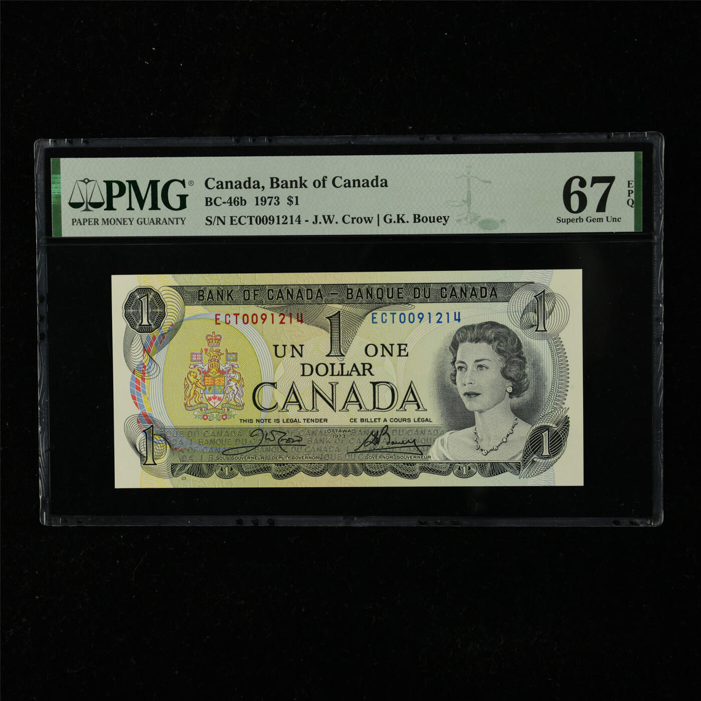 【亘邦集藏】第225期拍卖 1973年 加拿大1元 PMG 67EPQ ECT0091214