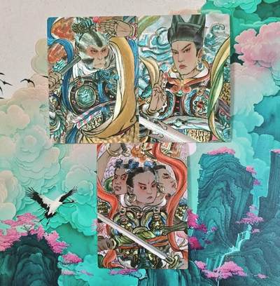 龙虎卡牌-八一场（满200元包邮，无佣金，每周六结拍，欢迎送拍） - 粗闪3张 山衡一述 天庭反骨仔3人组小套卡