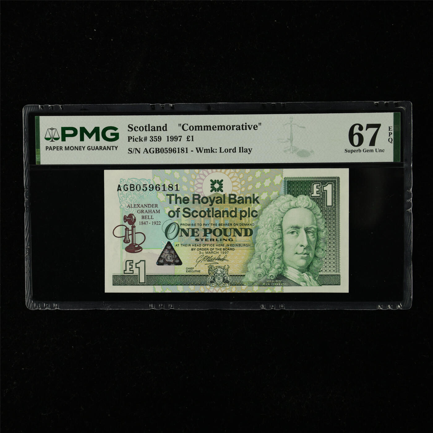 【亘邦集藏】第225期拍卖 1997年 苏格兰纪念钞1镑 PMG 67EPQ AGB0596181