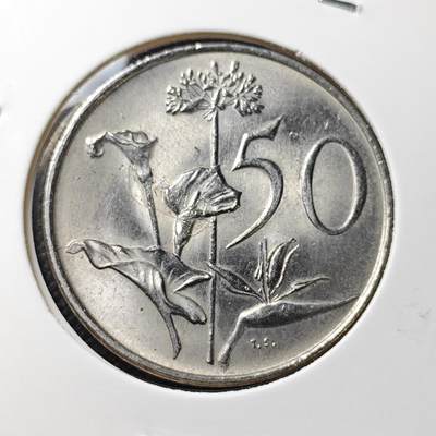 KK钱币收藏小铺  第415期 2月预留时间 周末发货 1988南非50分 好品