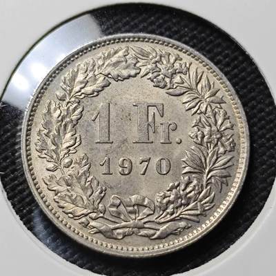 KK钱币收藏小铺  第415期 2月预留时间 周末发货 1970瑞士1法郎 