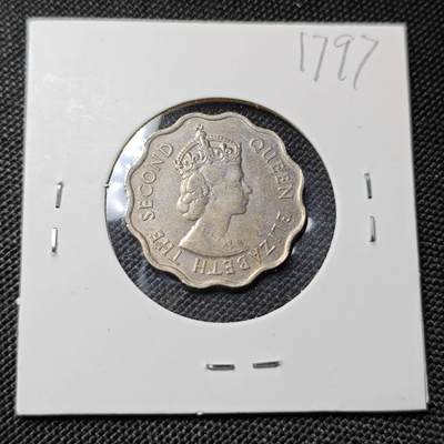 KK钱币收藏小铺  第417期 2月预留时间 周末发货 1971英属毛里求斯10分 