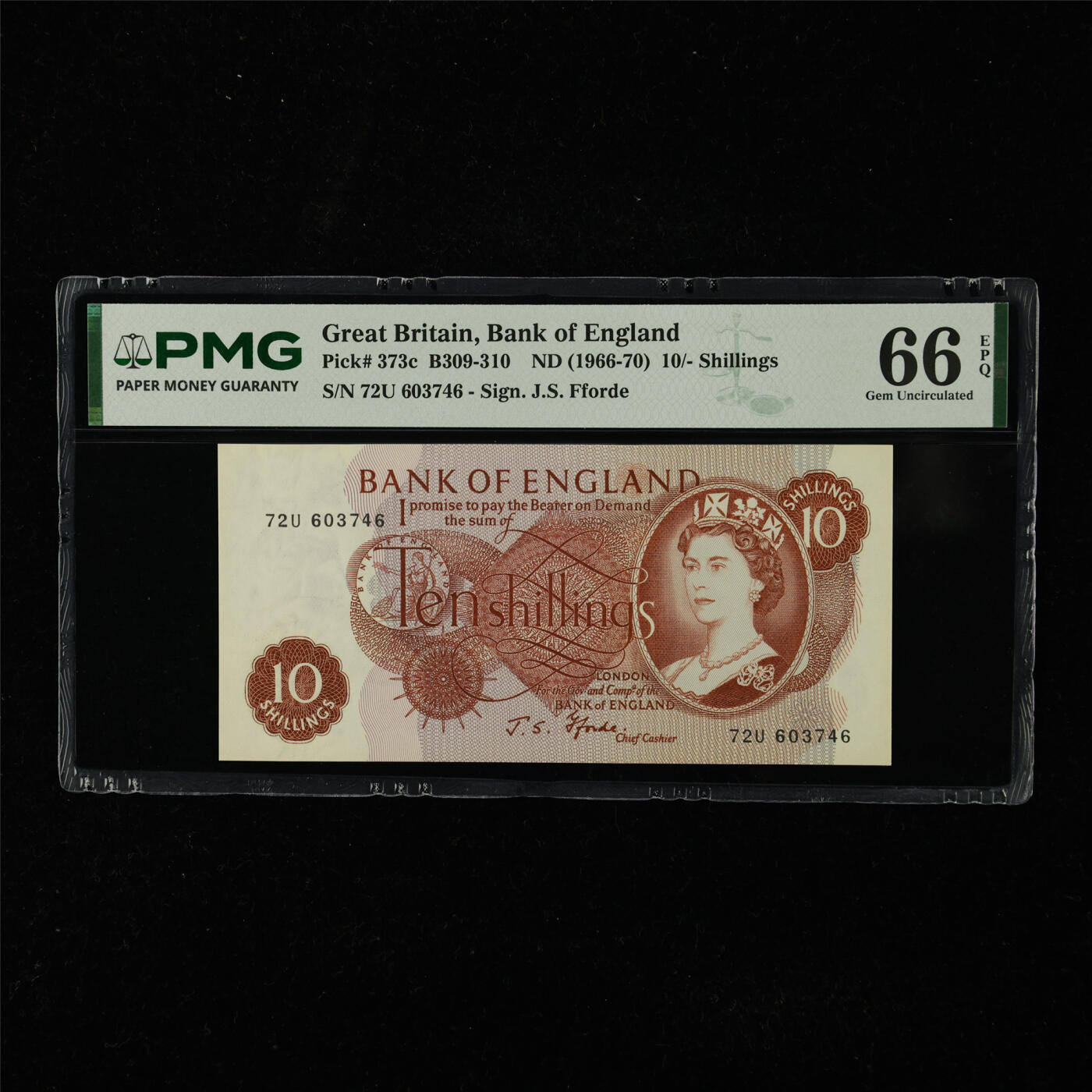 【亘邦集藏】第225期拍卖 1966-70年 英国10先令 PMG 66EPQ 72U 603746