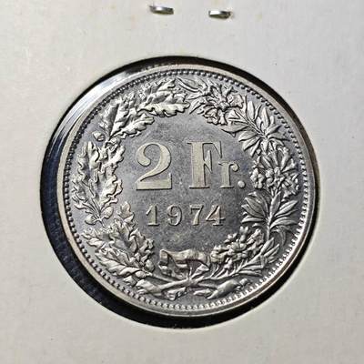 KK钱币收藏小铺  第417期 2月预留时间 周末发货 1974瑞士2法郎 好品