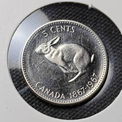 KK钱币收藏小铺  第417期 2月预留时间 周末发货 1967加拿大5分 纪念币 精制币