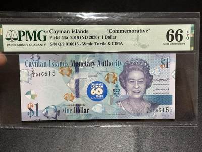 《外钞收藏家》第六百二十三期（精选场）（长期征集拍品、欢迎藏友们联系合作） - 2018年开曼群岛1元 纪念钞 PMG66 无47