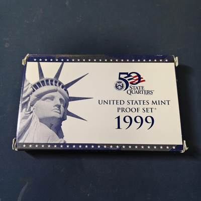 【全场包邮】纯粹捡漏拍517场 - 美国1999年官方封装精制套币（流通币一盒+州币一盒）-盒证全