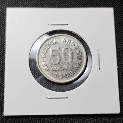 KK钱币收藏小铺  第417期 2月预留时间 周末发货 1955阿根廷50分 