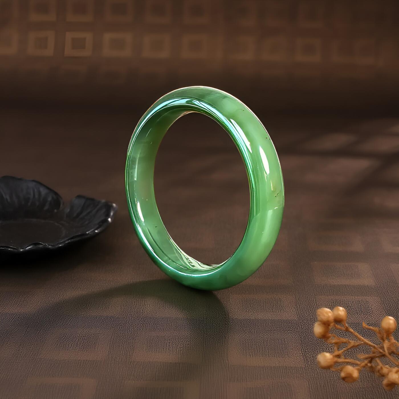 碧月说宝 君子怀瑾·当代和田玉清风专场（七） 碧玉猫眼手镯