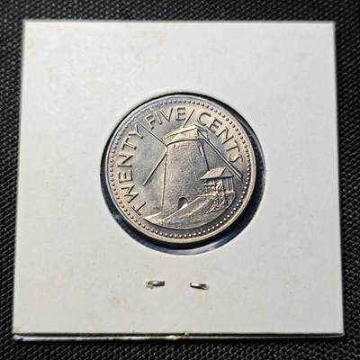 KK钱币收藏小铺  第417期 2月预留时间 周末发货 1973巴巴多斯25分 好品