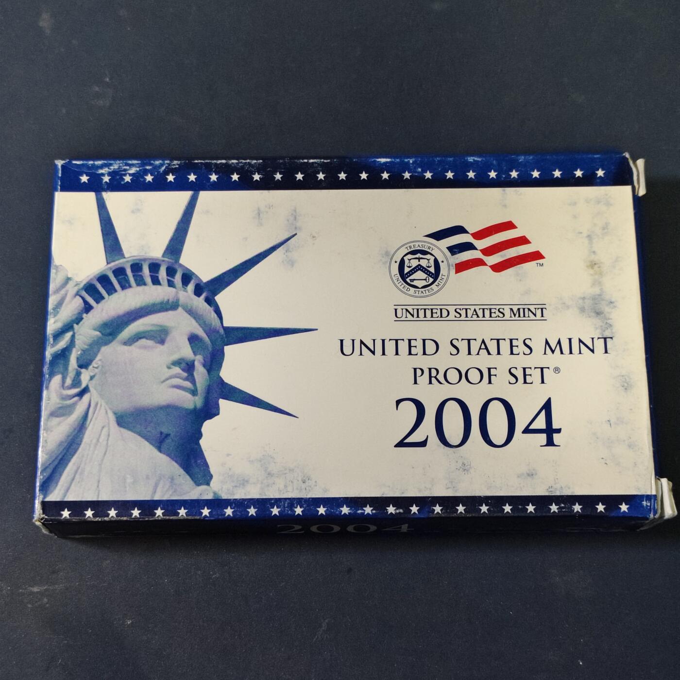 【全场包邮】纯粹捡漏拍517场 美国2004年官方封装精制套币（流通币一盒+州币一盒）-盒证全