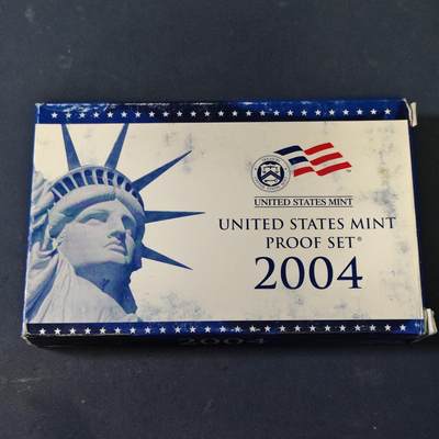 【全场包邮】纯粹捡漏拍517场 - 美国2004年官方封装精制套币（流通币一盒+州币一盒）-盒证全