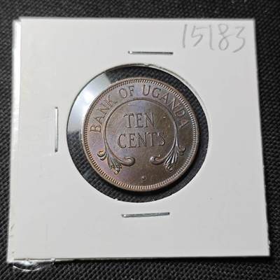 KK钱币收藏小铺  第415期 2月预留时间 周末发货 1968乌干达10分 铜币