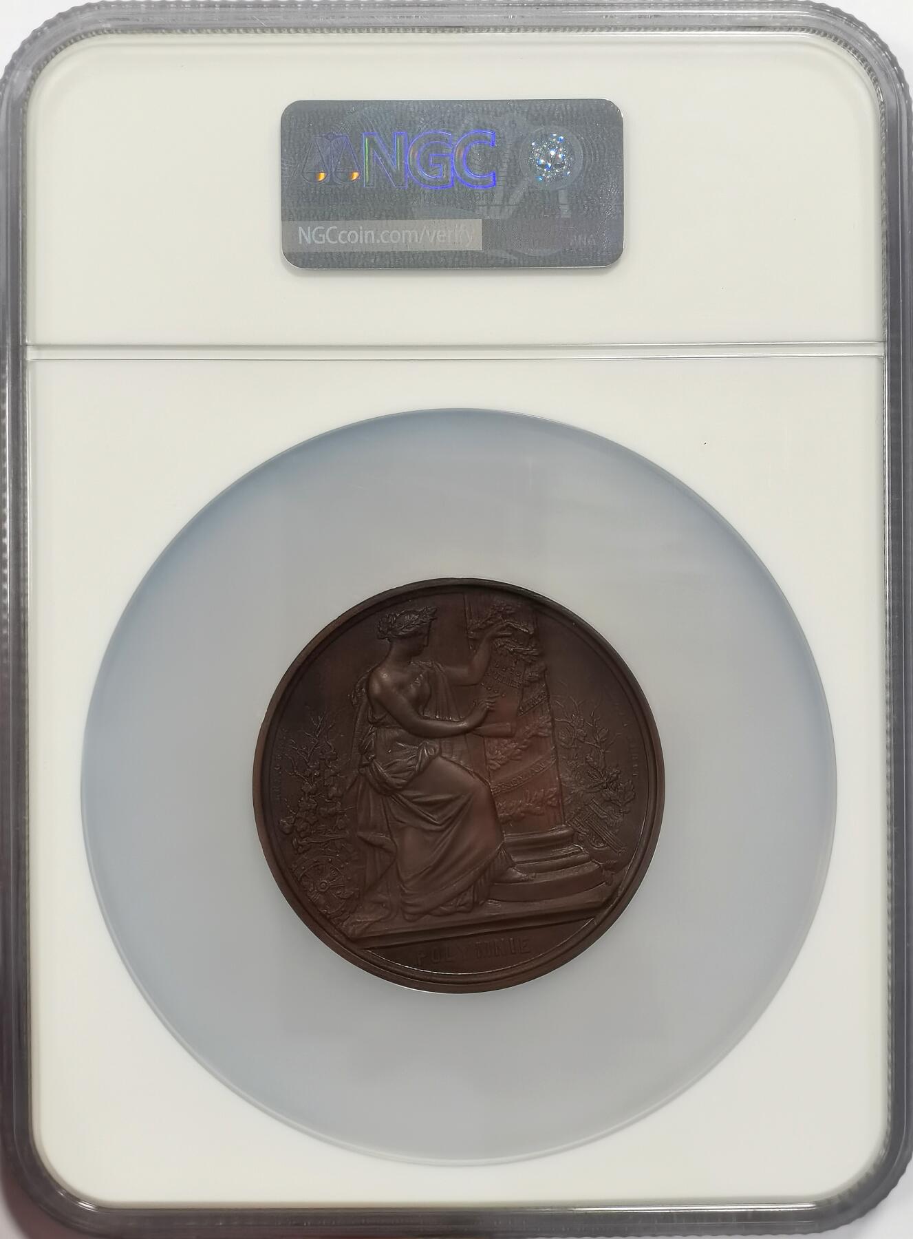 博洋堂世界钱币拍卖第167期（全场包邮） NGC MS61 比利时1860年财政部长奥班就职纪念大铜章，背面比利时女神的加护丰满莞尔！