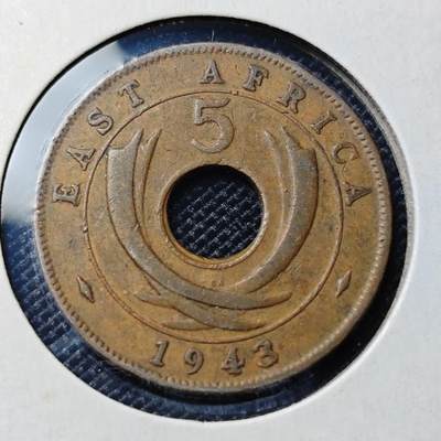 KK钱币收藏小铺  第417期 2月预留时间 周末发货 1943英属东非5分