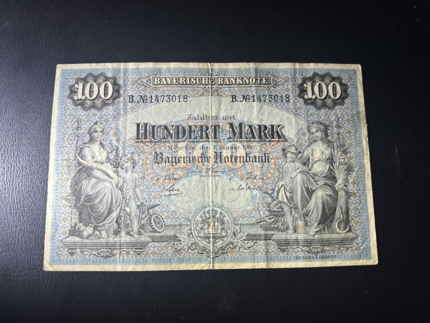 丙午马年四月第二场 。本期更新各类稀有品种 德国百年老钞。品相如图。水印是银行名字也是第一次见到。尾8