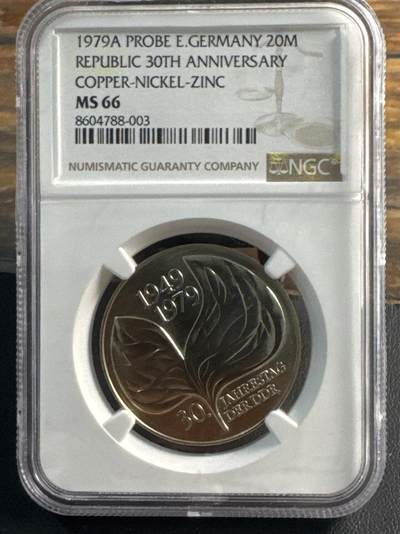 ❤️【币观天下】❤️ 第347期钱币拍卖场- 2026.4.3周五晚上6点半场 长期征集拍品  - 东德1979年东德成立30周年样币有PROBE字样 NGC MS66
