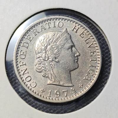 KK钱币收藏小铺  第417期 2月预留时间 周末发货 1974瑞士20分 