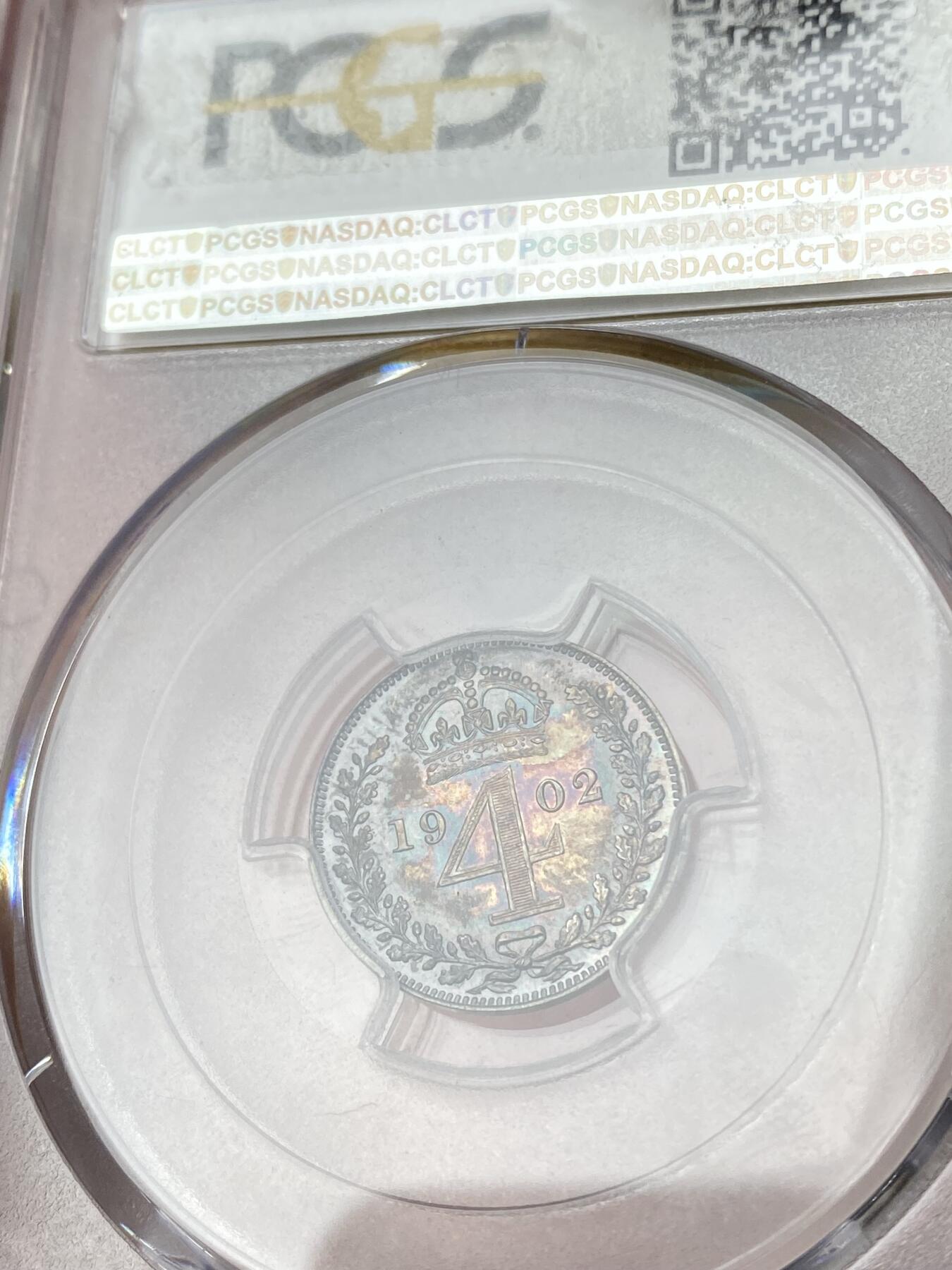 万国钱币拍卖第064期 PCGS PL65~67 1902年英国爱德华七世类精制濯足币一套四枚 绝美五彩包浆GEM顶级品质
