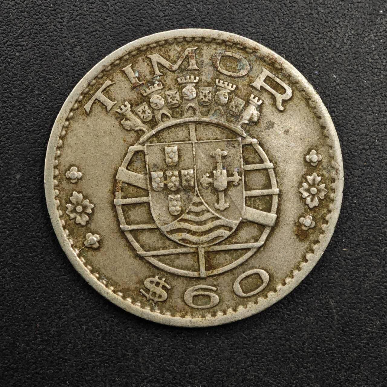  【淘币小摊】限时拍第八百八十九拍   散币套币纸币邮品场    每周一统一发货 东帝汶1958年60分镍币