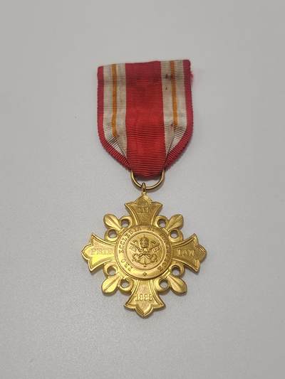 南水社第5次拍卖  梵蒂冈教皇国 利奥十三世 教宗荣誉勋章 原绶带早期版本 品相完好银制镀金