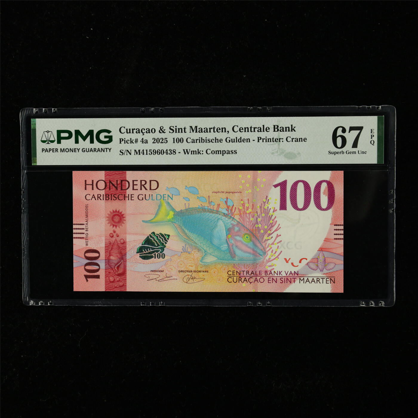 【亘邦集藏】第225期拍卖 2025年 库拉索&圣马丁100古尔登 PMG 67EPQ M415960438