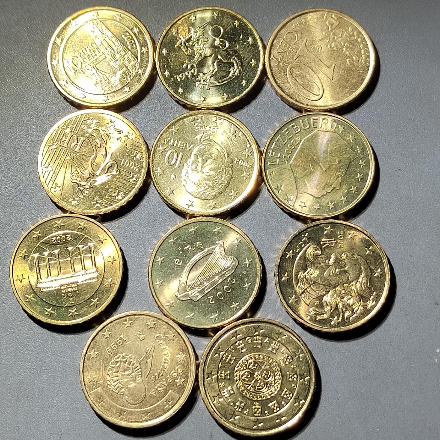 PCAI钱币  2-795  钱币小专场 10欧分 原册拆出有氧化