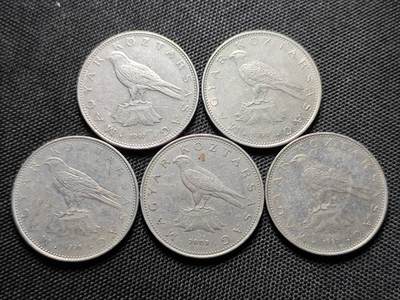 KK钱币收藏小铺  第417期 2月预留时间 周末发货  匈牙利50福林5枚一组