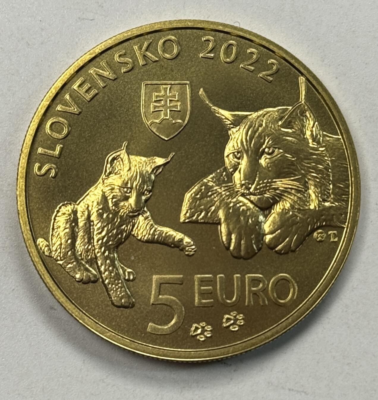 S&S Numismatic世界钱币-拍卖 第125期  斯洛伐克2022年 欧亚猞猁 5欧元纪念币