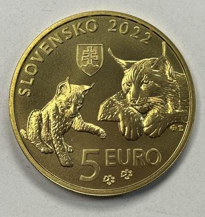 S&S Numismatic世界钱币-拍卖 第127期 斯洛伐克2022年 斯洛伐克的动植物群-欧亚猞猁 5欧元纪念币