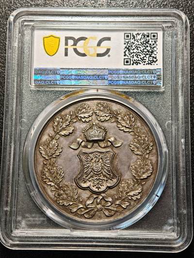 【德藏】世界币章拍卖第170期（拍品征集中~欢迎藏友联系） 1878年 德国吕贝克第二届德国画家代表大会纪念银章 立体感极强 细节极其丰富 PCGS SP62