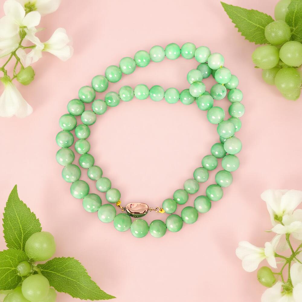 碧月说宝 君子怀瑾·当代和田玉清风专场（七） s925豆阳绿塔珠项链