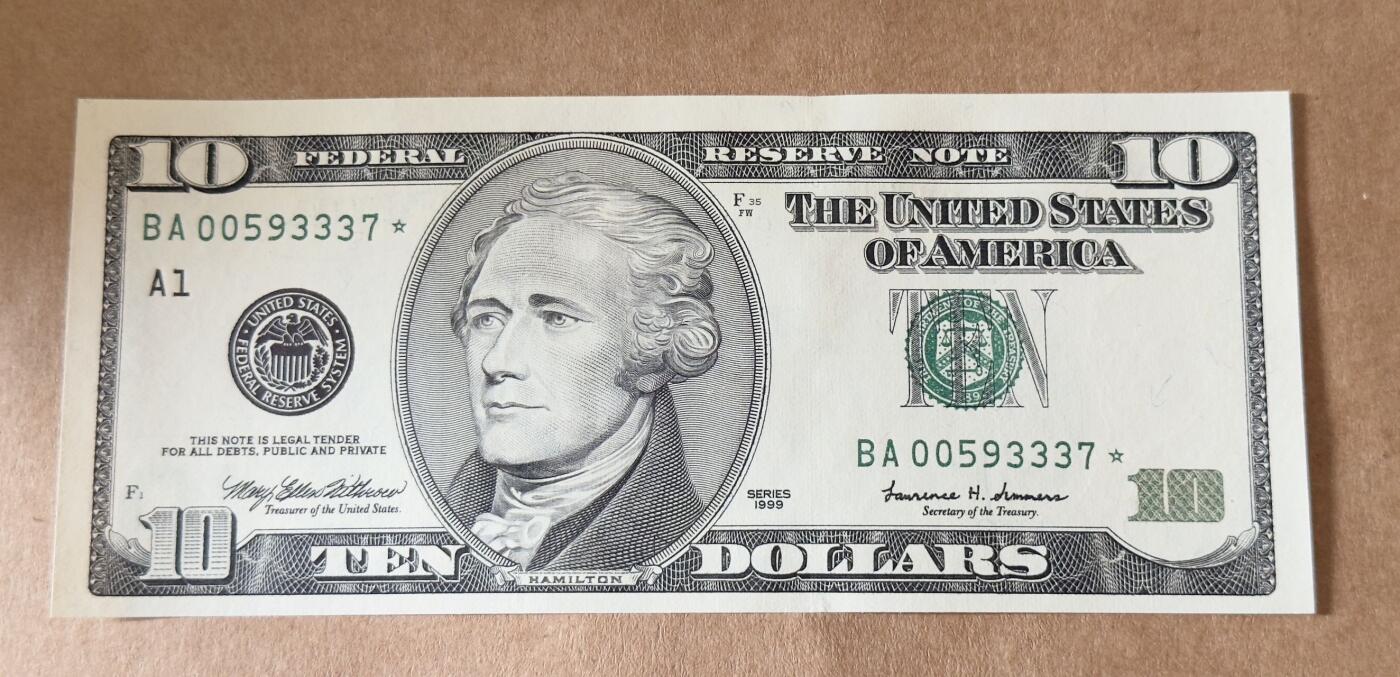 【礼羽收藏】🌏世界钱币拍卖第131期 99年首发黑白大头10美元补号豹子身全新UNC品相