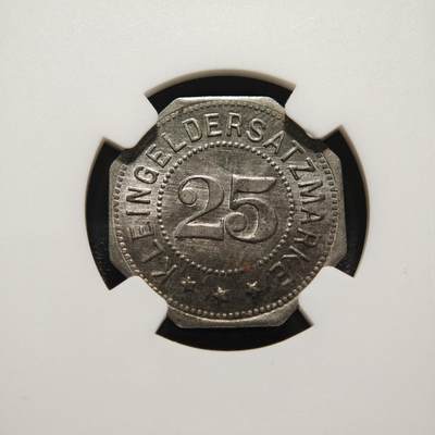 【德藏】世界币章拍卖第170期（拍品征集中~欢迎藏友联系） 德国紧急时期舍恩弗利斯25芬尼铁币 NGC MS63 保存不易 好品难得