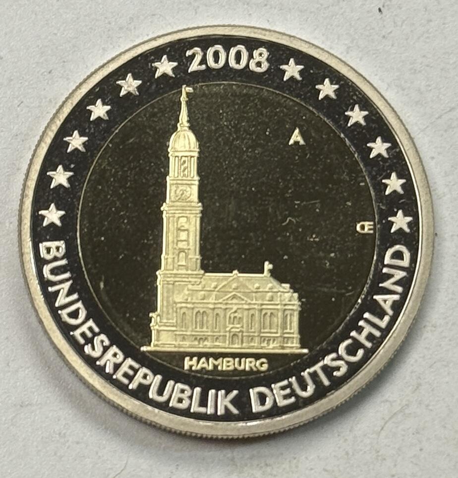 S&S Numismatic世界钱币-拍卖 第125期  德国2008年 汉堡州-圣米迦勒教堂 2欧元双色纪念币 精制