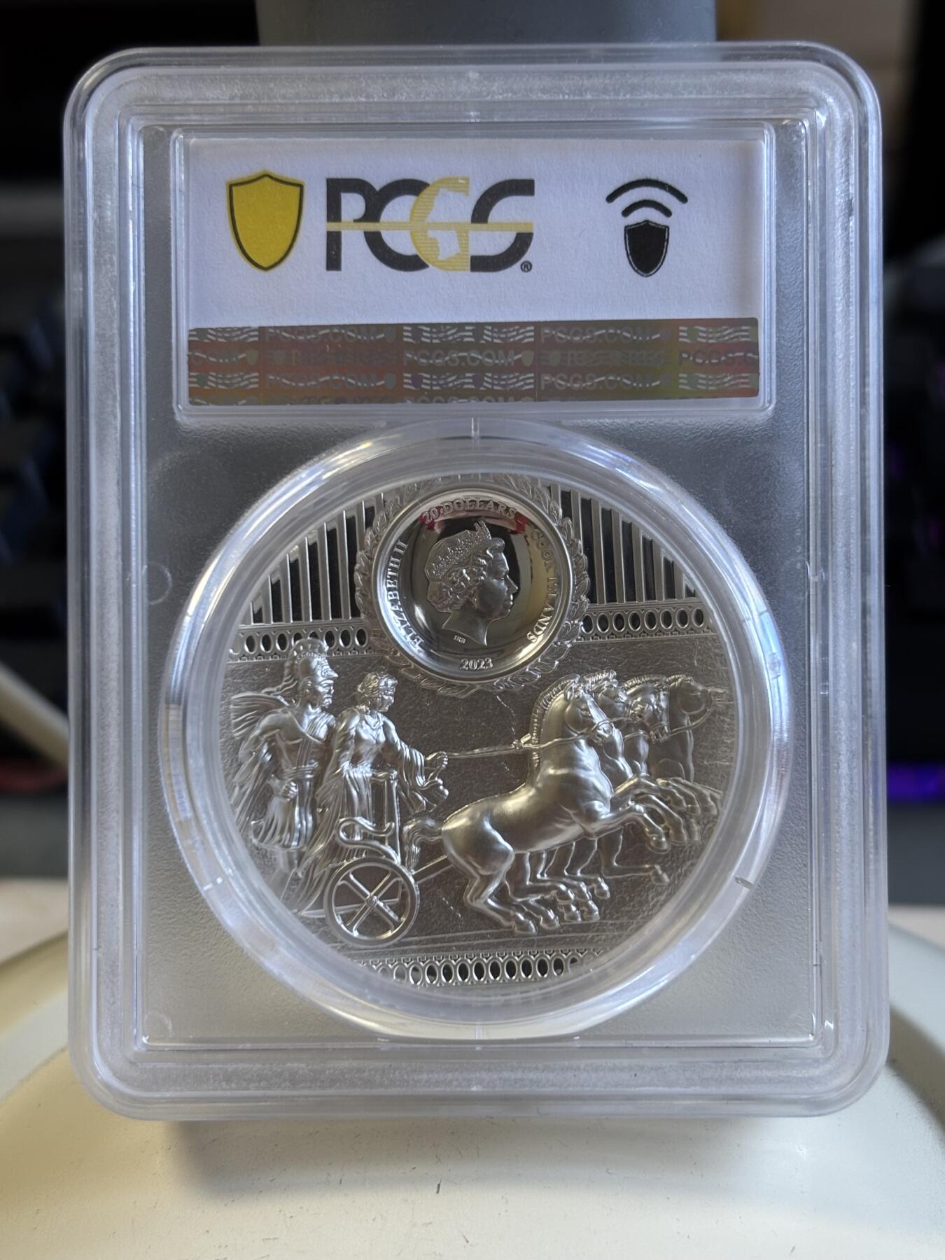 第196期拍卖 库克2023年斯巴达勇士3盎司双面高浮雕纪念银币PCGS-PR70，999银镀金，发行888枚