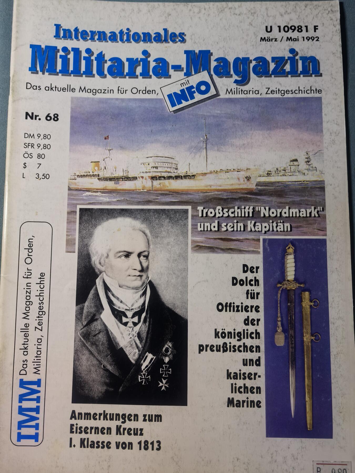 盛世勋华——号角文化勋章邮票专场拍卖第312期 德国出版 Militaria-Magazin杂志 1992年3/5月刊总第68期 58页