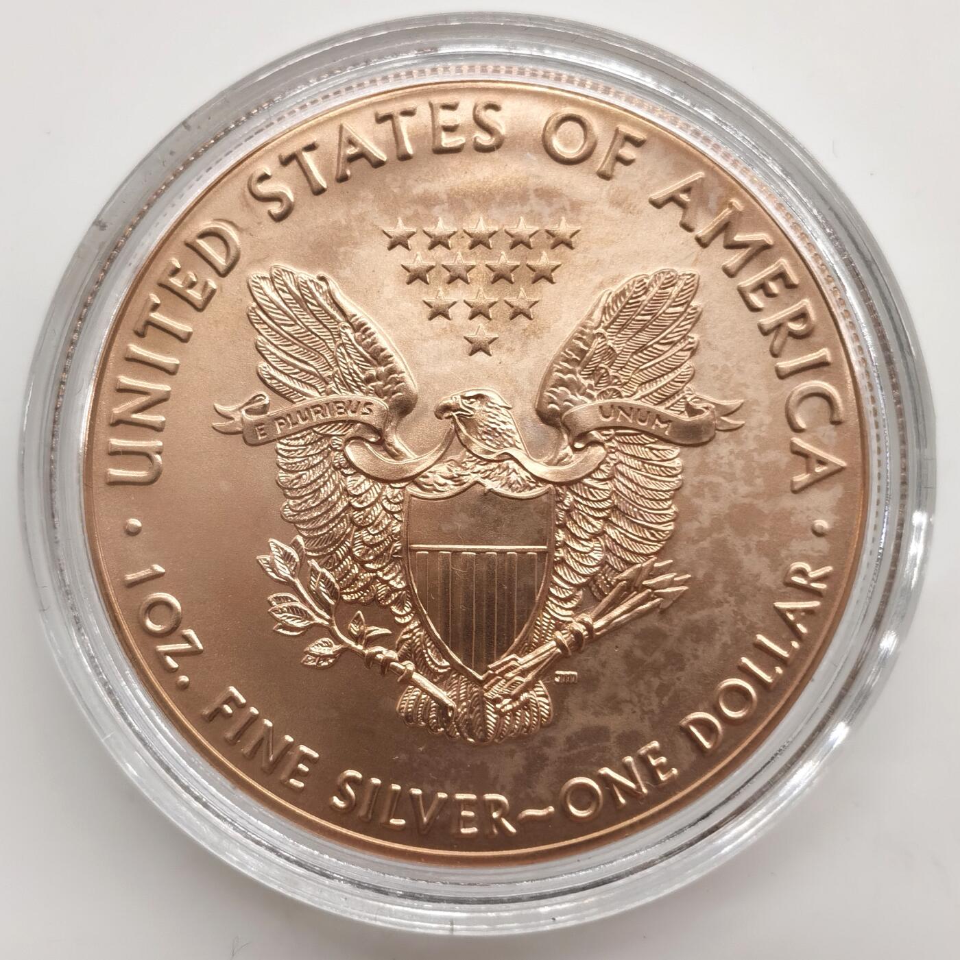 博洋堂世界钱币拍卖第167期（全场包邮） 美国2019年1元普制彩色镶嵌欧珀石银币 恭喜成人礼（犹太13岁成人）-美国银鹰改制（由芬兰大师Hazel Tove改制）1盎司999银 发行量：5百 盒证全