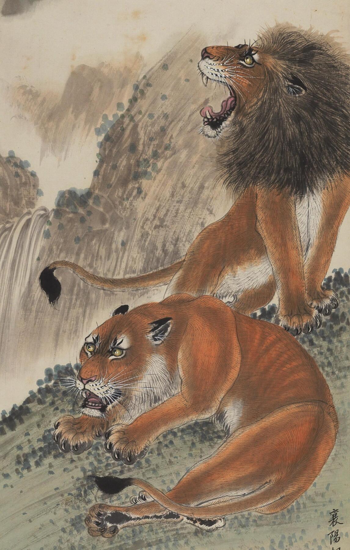 碧月说宝 近现代书画专场（七） 胡爽庵 双狮