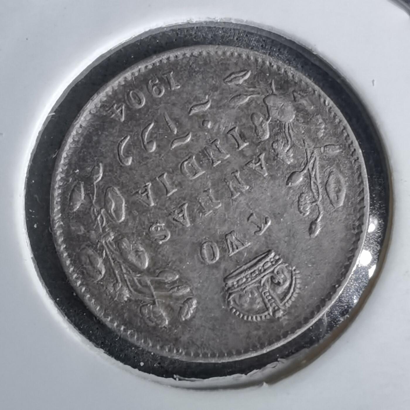 沼泽如烟--第1043场 英属印度1904年爱德华七世2安娜银币