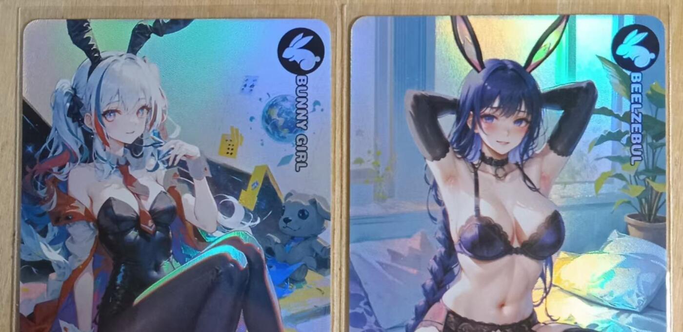 龙虎卡牌-八一场（满200元包邮，无佣金，每周六结拍，欢迎送拍） 折光彩闪2张 黑丝兔女郎