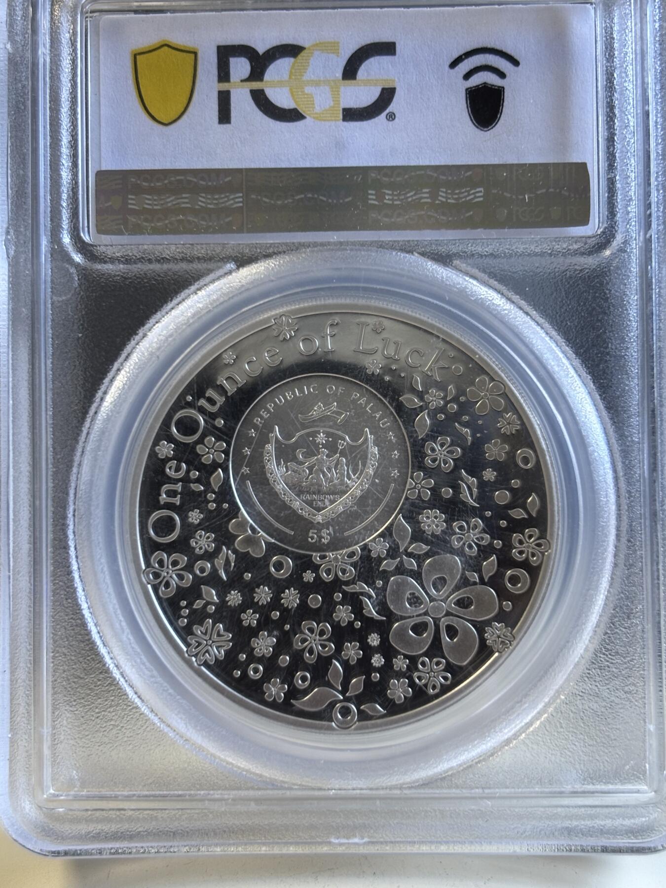 第196期拍卖 帕劳2024幸运草系列镶嵌四叶草1盎司银币PCGS-PR69，9999银，发行2024枚